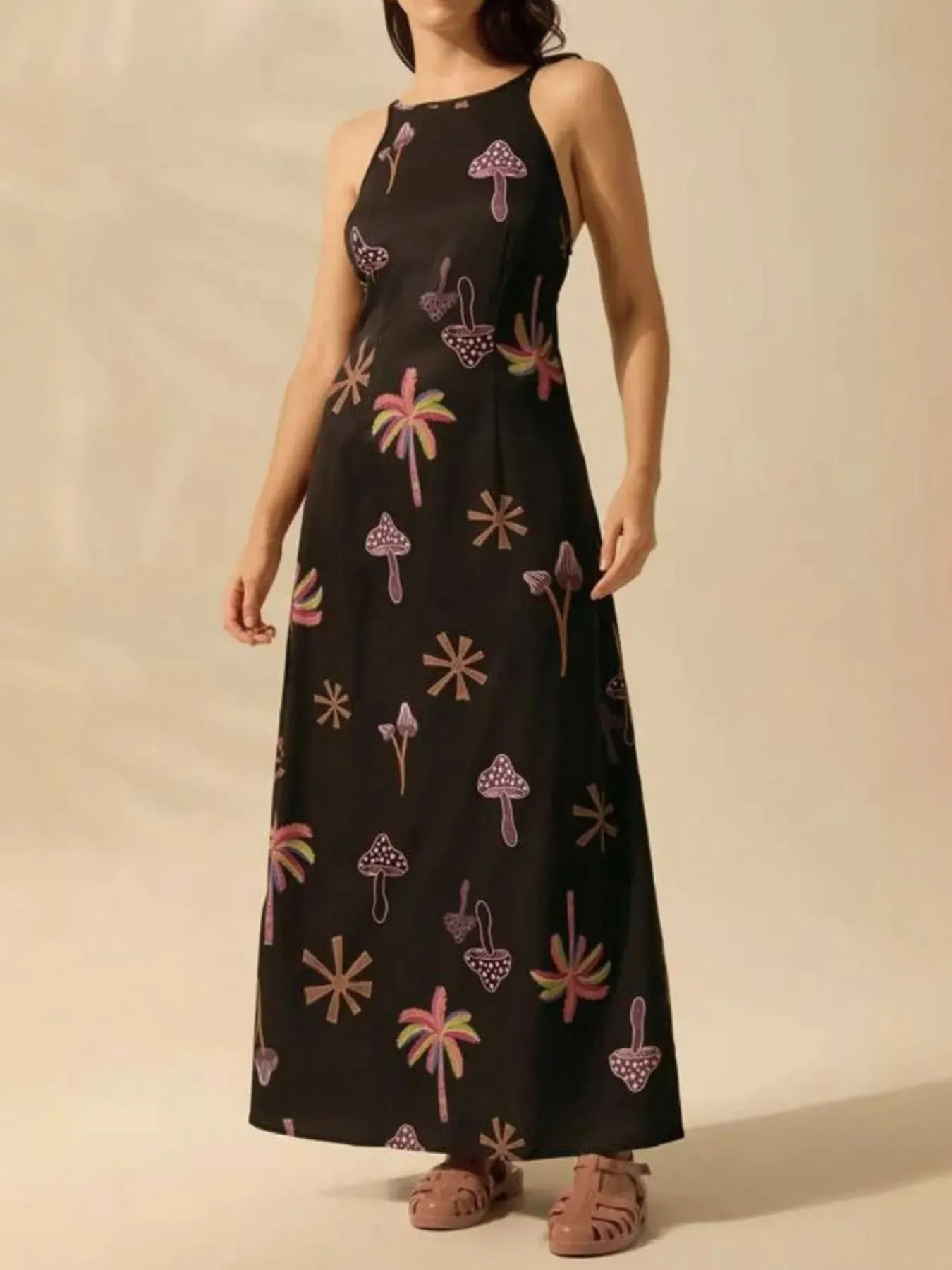 Printed Sleeveless Maxi Dress